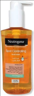 Neutrogena Spot Controlling facial wash bottle.