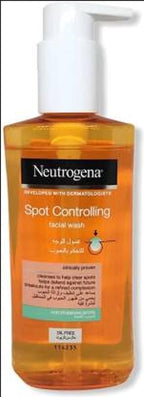 Neutrogena Spot Controlling facial wash bottle.