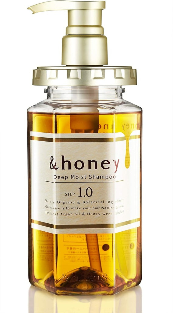 Honey deep moist shampoo bottle .