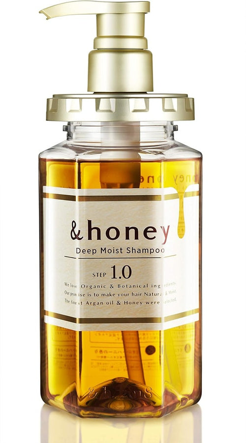 Honey deep moist shampoo bottle .