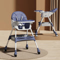 Booster seats Baby high Foldable Blue and white high chair with tray .