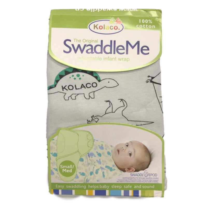 Kolaco SwaddleMe infant wrap packaging with dinosaur design 