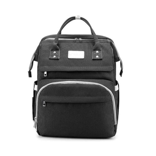 Black backpack with multiple zippers 