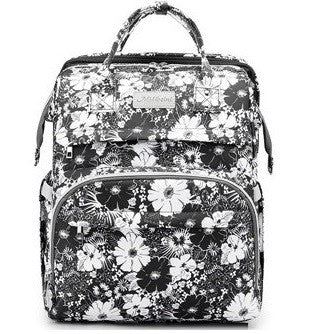Floral patterned backpack diaper bag