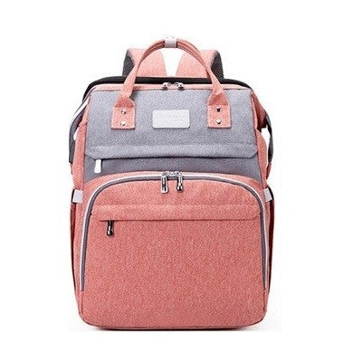 Two-tone pink and gray diaper backpack 