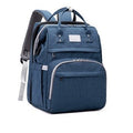 Blue diaper backpack with multiple pockets