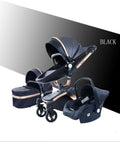 LuxuryBabyStroller3in1FashionCarriageGoldFramePram_Black
