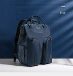 Blue backpack multifunctional waterproof mummy bag for travel.
