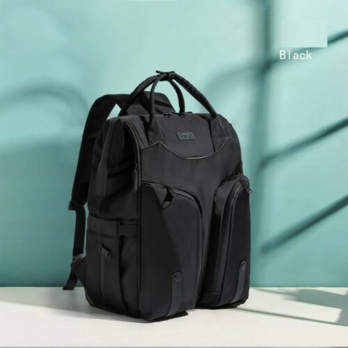 Black backpack multifunctional waterproof mummy bag for travel.
