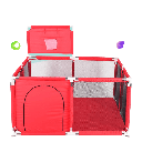 IndoorKids_SafetyPlaypenenclosurewithMeshBasketandGateforSecurePlaygroundActivities_Red