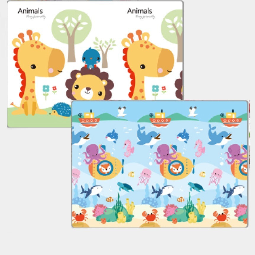 Two children's placemats with animal-themed designs.