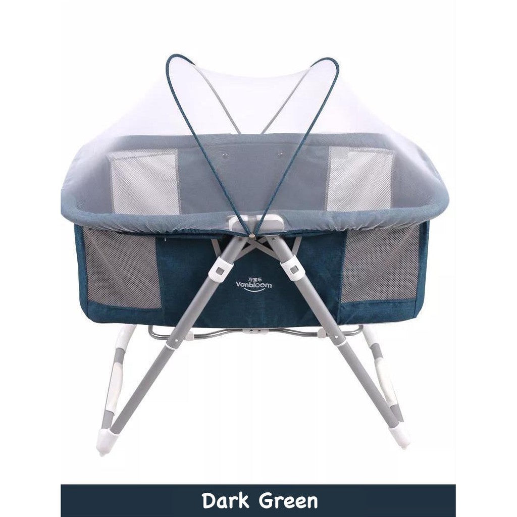 Dark green  portable baby crib 