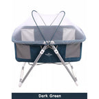 Dark green  portable baby crib 