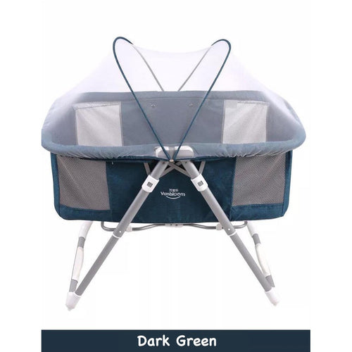 Dark green  portable baby crib 