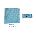 Blue polka dot blanket and headband set