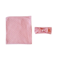 Pink polka dot blanket and matching headband wrap blanket