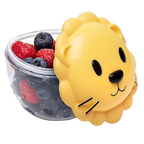 Meli Snack Container Lion king Clear container with berries and a yellow lid.