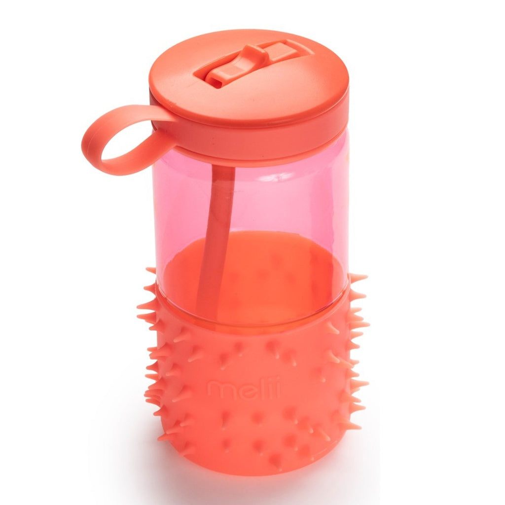 Pink and orange Melii spikey water bottles.