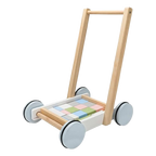 Wooden children's Walkers building blocks toy activity block cart.