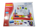 Magnetic learning board toy packaging with a lion illustration .