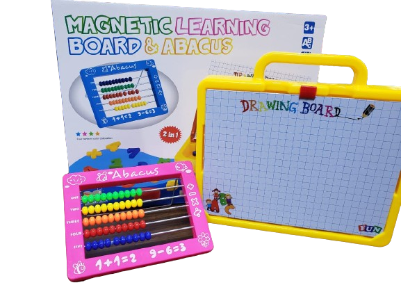 Magnetic learning board, abacus, and drawing board .