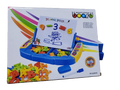 Magnetic drawing board with letters and numbers on a colorful box