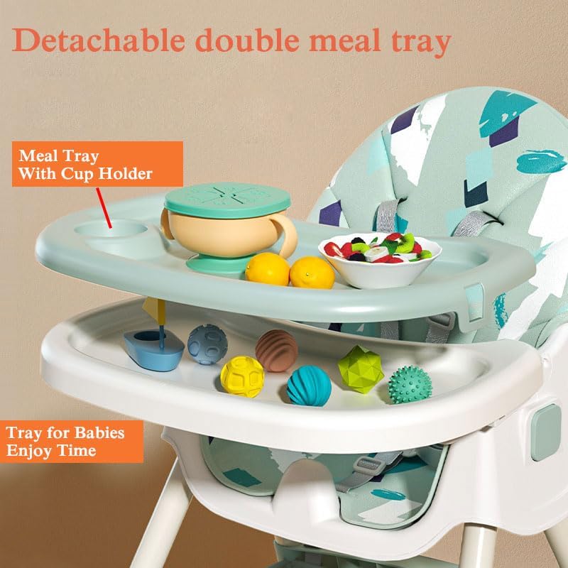 Detachable double meal tray with cup holder and toys 