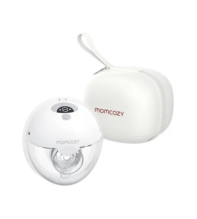 White baby monitor with 'momcozy'.