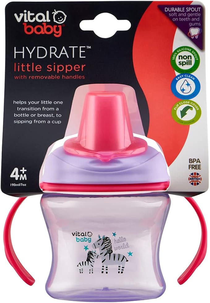 Vital Hydrate Baby sippy cup with pink lid 