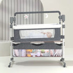 Portable automatic baby crib with storage drawers 