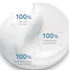 Product packaging with 100% smooth texture, glides easily over skin, and penetrates quickly through the skin .