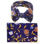 Floral-patterned bow and wrap cloth blue 
