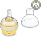 Calma Solitaire Baby bottle with beige base and clear nipple.