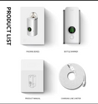 Product list with packing boxes, bottle warmer, product manual, and charging 