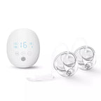 White electronic double wearable breast pump with two clear silicone cups 