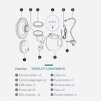Diagram of product components with labeled parts .