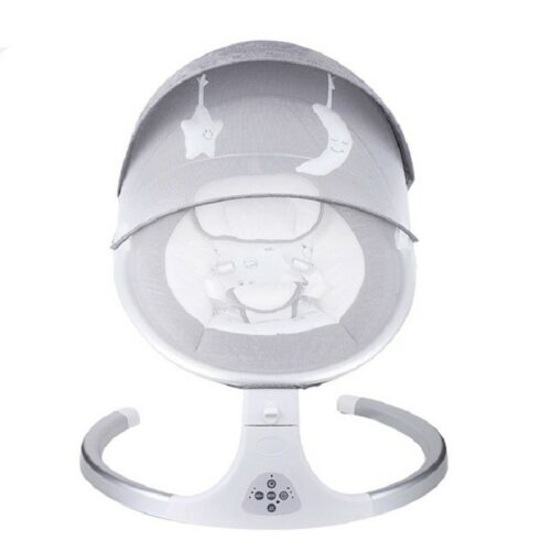 White baby swing with clear canopy .