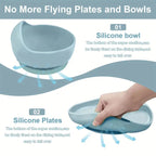 Silicone bowl and plates  no more flying plates and bowls.
