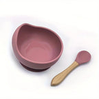 Silicone Pink bowl and spoon set. 