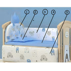 Baby crib with five piece bedding set of .cartoon bear design