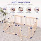 Wooden playpen with safety features .