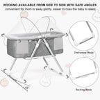 Baby bassinet with rocking feature and safety angles .