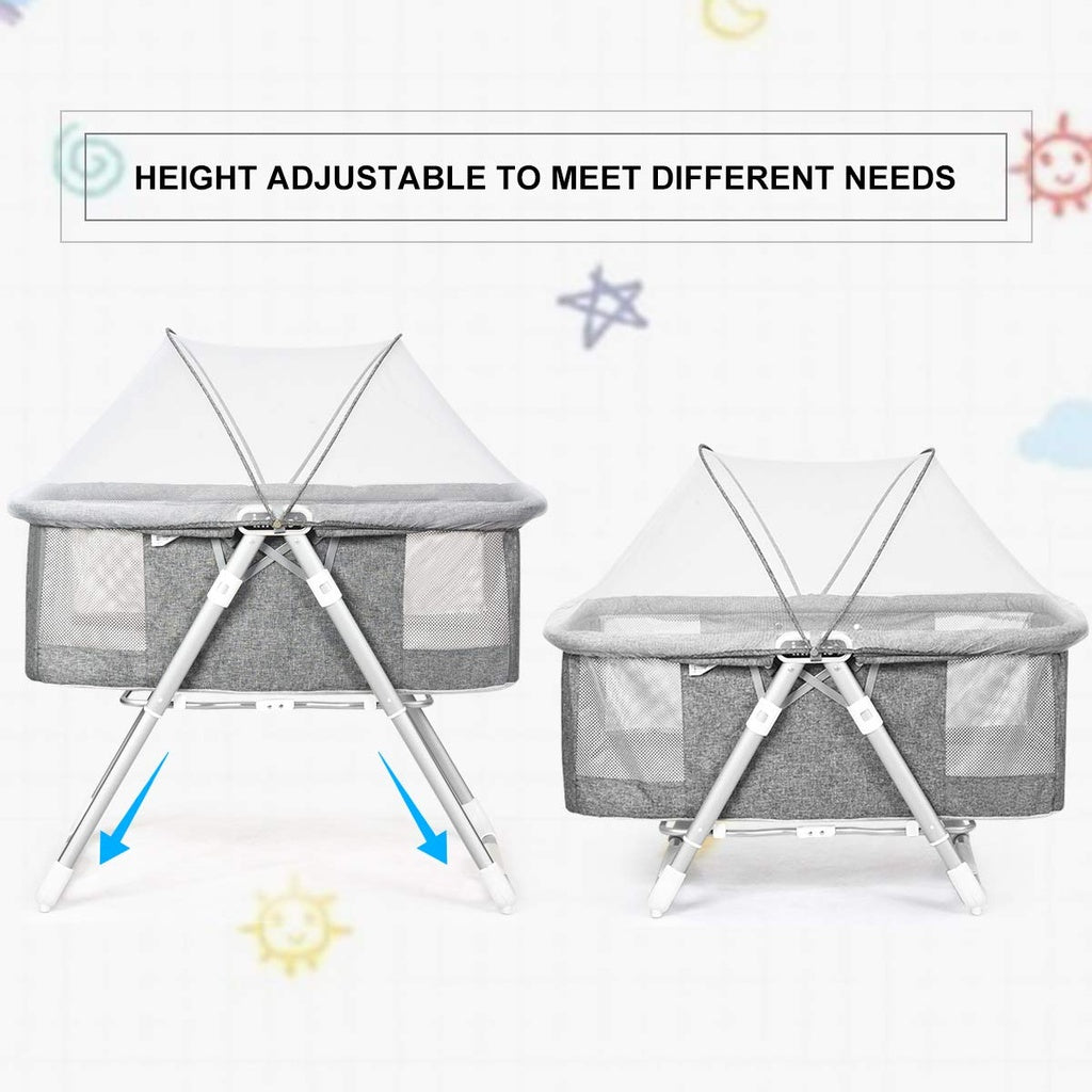 Height adjustable foldable  baby crib 
