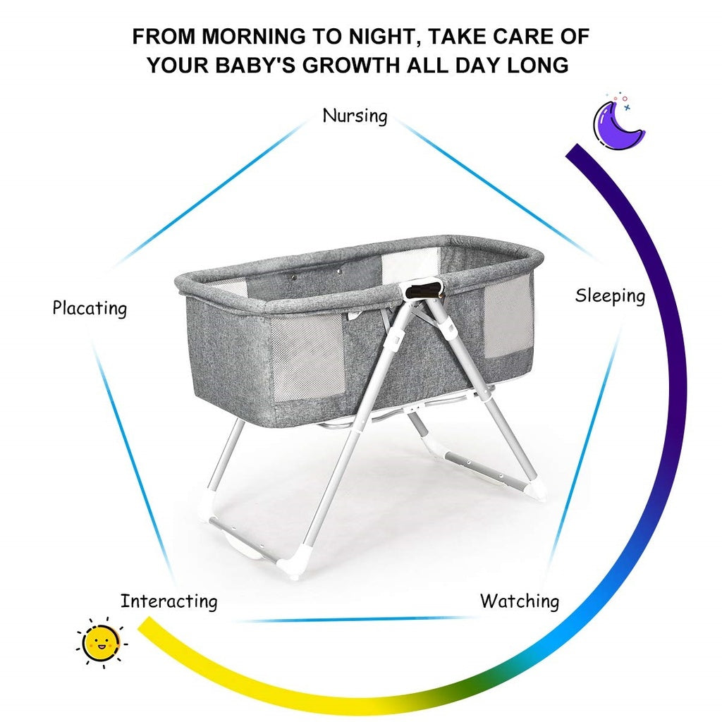 Gray Foldable baby bassinet 