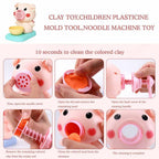 Children's plasticine mold tool with cleaning instructions and a gourmet  pig-shaped toy.