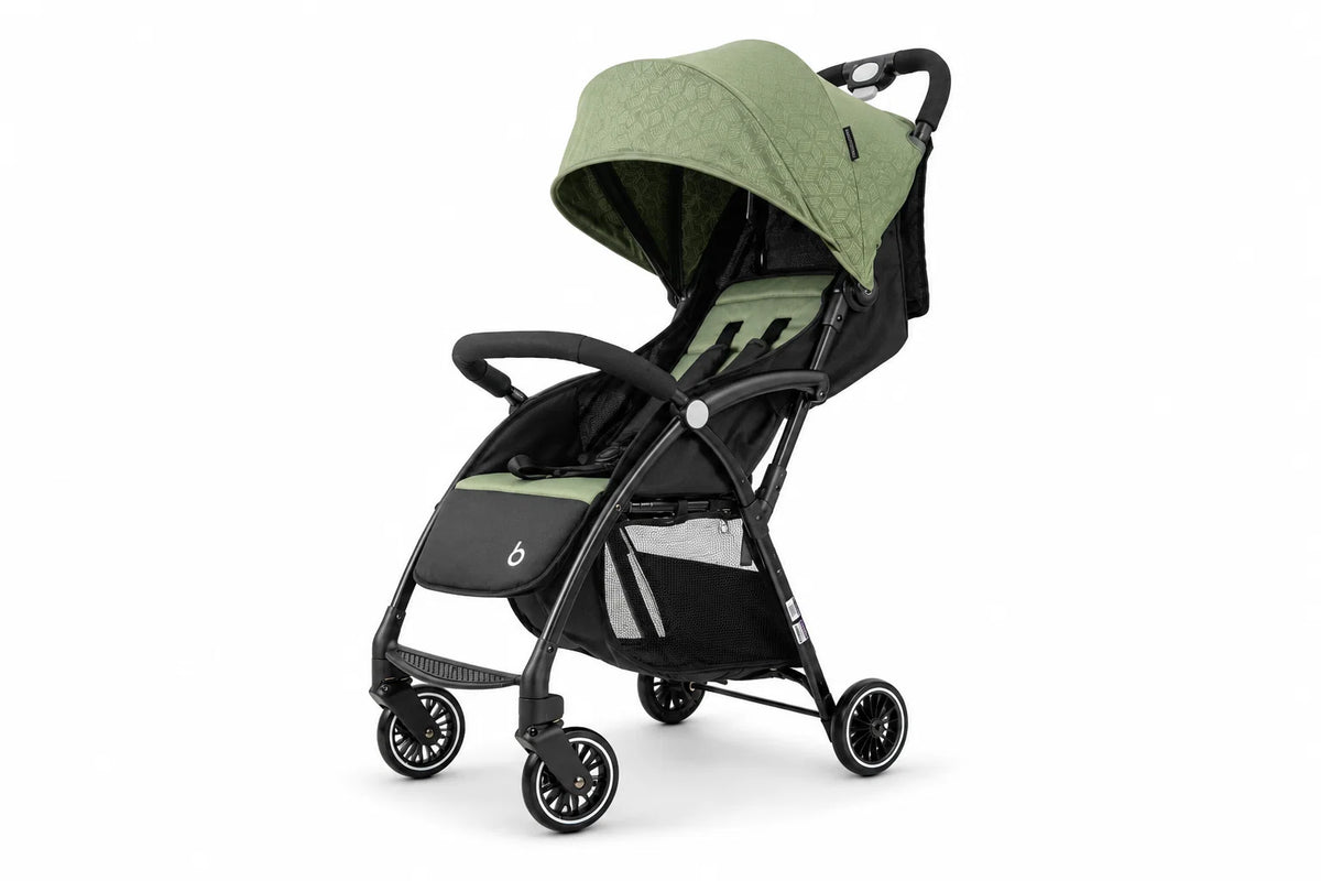 A 10 Lightweight compact stroller with a sage green canopy and matching green seat liner.
