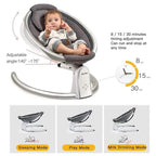 Baby in a rocking chair with adjustable features and mode indicators .