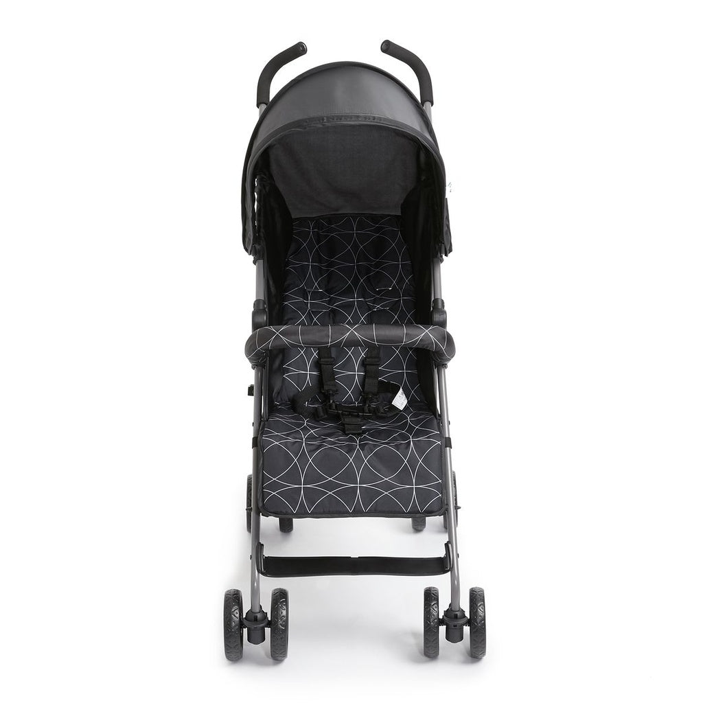 Black stroller with geometric pattern 
