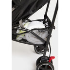 Black stroller with a mesh storage bag 