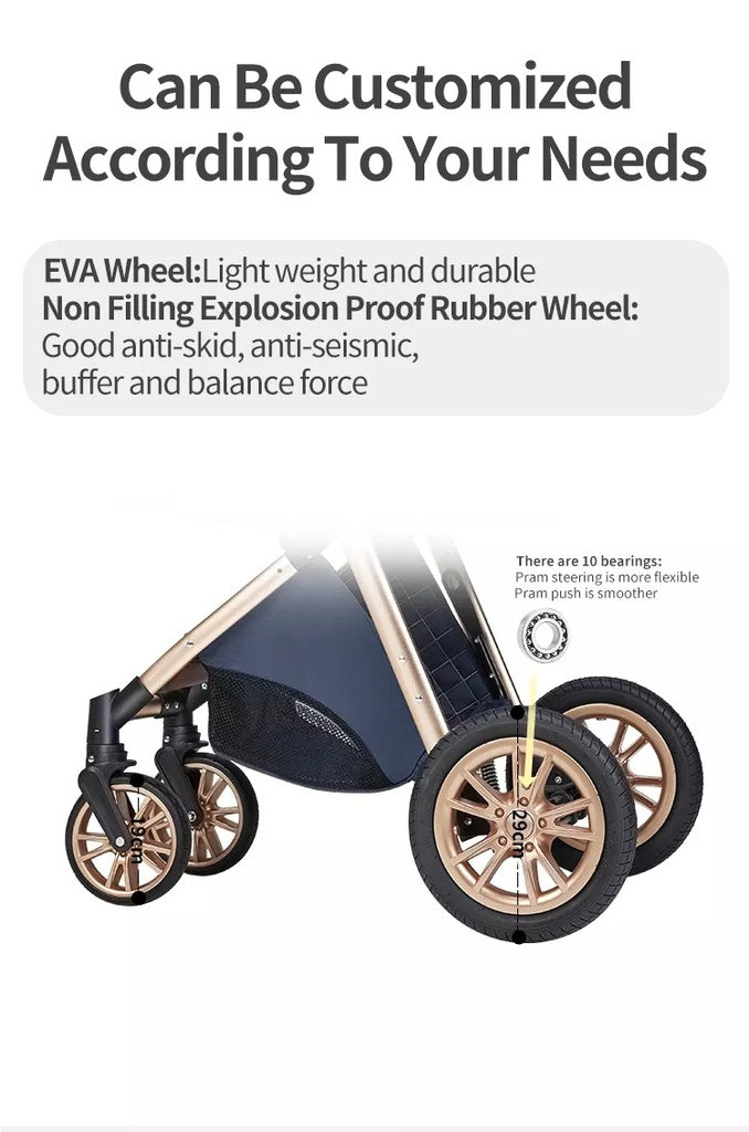  Luxury multifunctional Baby stroller with EVA wheels.
